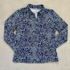 J. McLaughlin Collared Quarter Button Down Long Sleeve Top